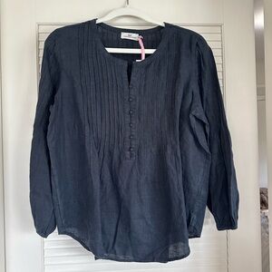 NWT Vineyard Vines Black Linen Blouse Size S